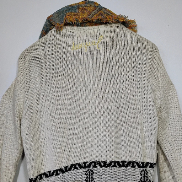 Desigual Drape Cardigan Womens Medium Aztec Southwestern Boho Open Front Artsy - Picture 8 of 16